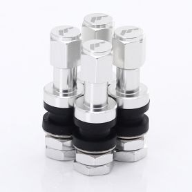 Felga Set of Aluminum air valves JR v2 - SILVER + logo